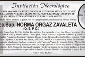 Invitación Necrológica de Norma Orgaz Zavaleta