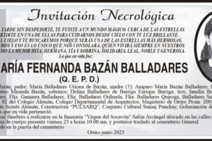 Necrológicos de Arq. MARÍA FERNANDA BAZÁN BALLADARES