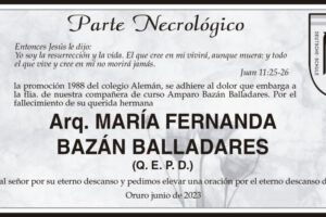 Parte Necrológico de Arq. María Fernanda Bazán Balladares