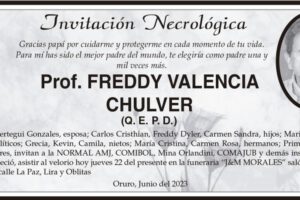 Invitación Necrológica: Prof. Freddy Valencia Chulver