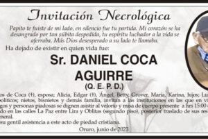 Invitación Necrológica: Sr. Daniel Coca Aguirre