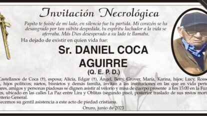 Invitación Necrológica: Sr. Daniel Coca Aguirre