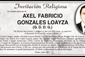 Invitación Religiosa en memoria de Axel Fabricio Gonzales Loayza