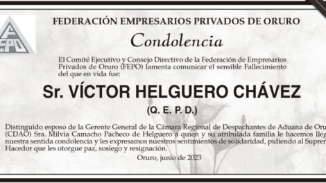 Condolencia por el fallecimiento de Víctor Helguero Chávez