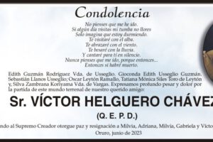 Condolencia por la partida de Víctor Helguero Chávez
