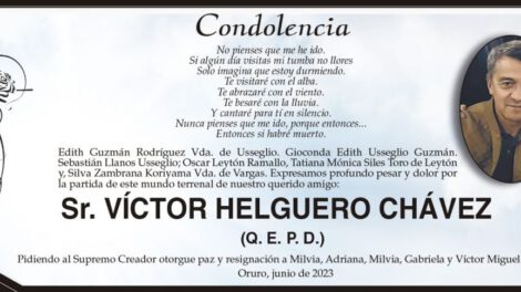 Condolencia por la partida de Víctor Helguero Chávez