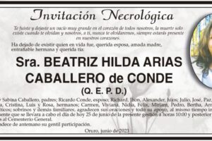 Invitación Necrológica Beatriz Hilda Arias Caballero