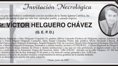 Invitación Necrológica: Sr. Víctor Helguero Chávez (Q. E. P. D.)