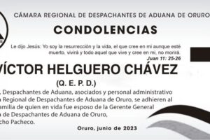 Condolencia por la muerte de Víctor Helguero Chávez