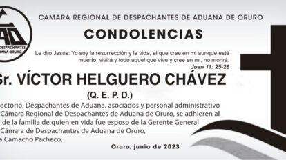 Condolencia por la muerte de Víctor Helguero Chávez