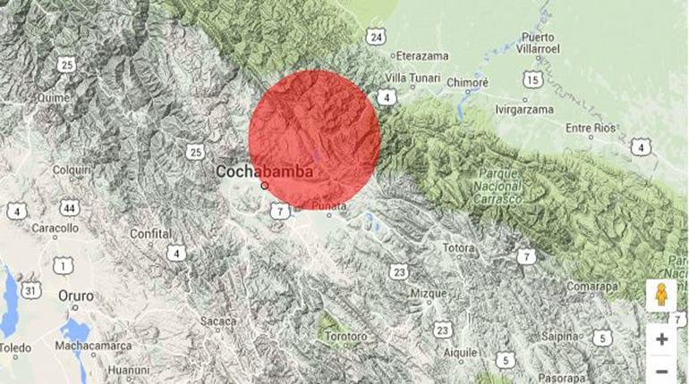 Sismo en Cochabamba de magnitud 3.3