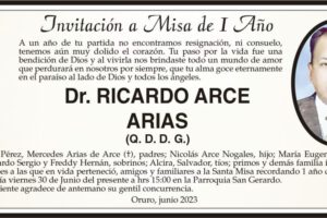 Misa de 1 Año en memoria del Dr. Ricardo Arce Arias