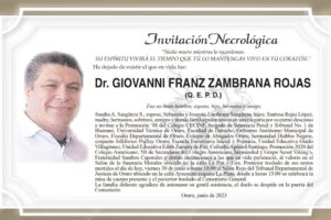 Invitación necrológica Dr. Giovanni Franz Zambrana Rojas