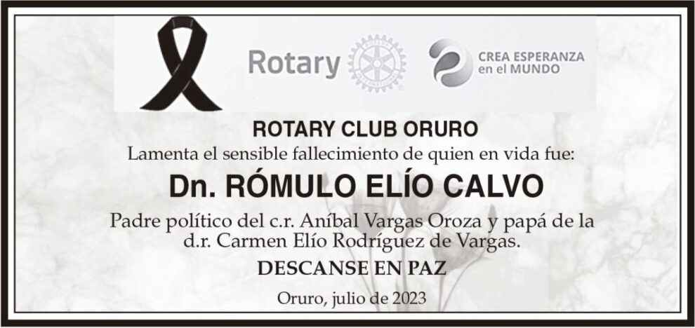 Dn. Rómulo Elío Calvo, obituario