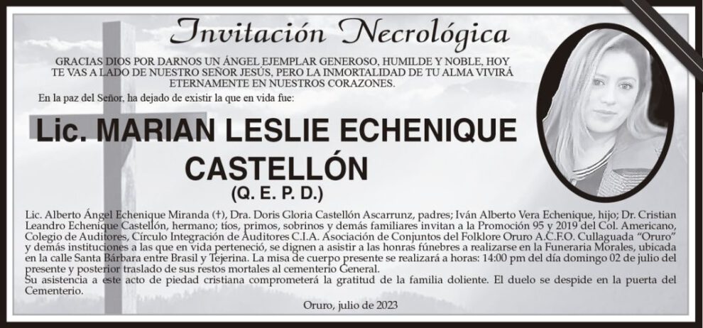 Lic. Marian Leslie Echenique Castellón Q. E. P. D.