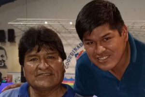 Evo Morales y Jaime Mamani en un encuentro sobre el informe de Europol