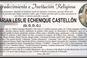 Agradecimiento por Lic. Marian Leslie Echenique Castellón