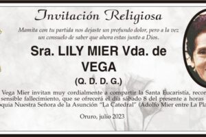 Sra. Lily Mier Vda. de Vega invitación religiosa