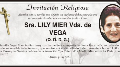 Sra. Lily Mier Vda. de Vega invitación religiosa
