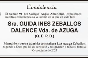 Condolencia por Guida Ines Zeballos Dalence