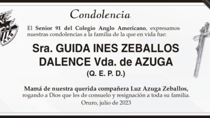 Condolencia por Guida Ines Zeballos Dalence
