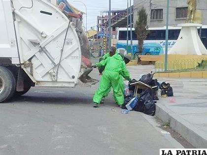 Recolección de basura en Oruro