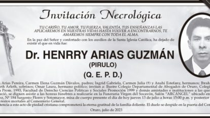 Invitación Necrológica: Dr. Henrry Arias Guzmán