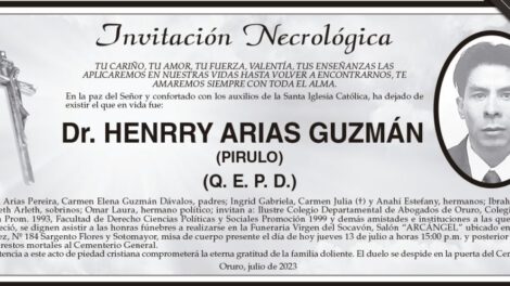 Invitación Necrológica: Dr. Henrry Arias Guzmán
