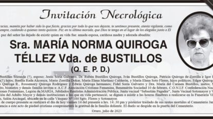 Necrológica María Norma Quiroga Téllez Vda. de Bustillos