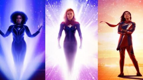 Brie Larson, Iman Vellani y Teyonah Parris en The Marvels