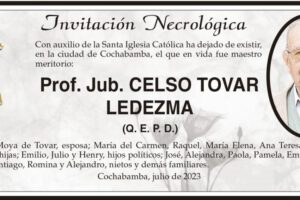 Invitación Necrológica: Prof. Jub. Celso Tovar Ledezma
