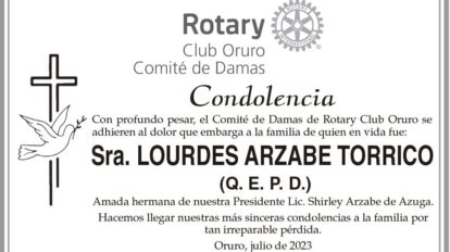 Condolencia por la Sra. Lourdes Arzabe Torrico