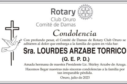 Condolencia por la Sra. Lourdes Arzabe Torrico