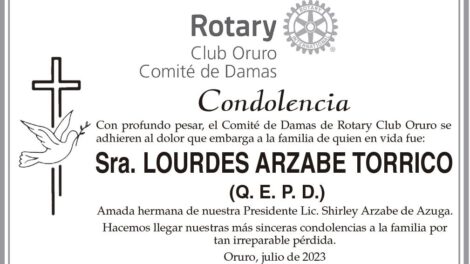 Condolencia por la Sra. Lourdes Arzabe Torrico
