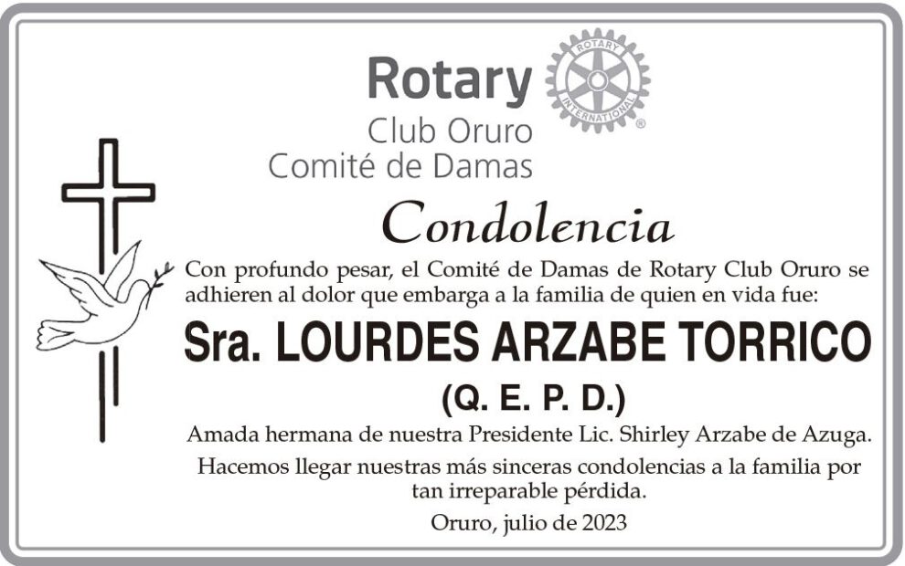Condolencia por la Sra. Lourdes Arzabe Torrico