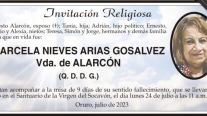 Invitación Religiosa para Marcela Nieves Arias Gosalvez