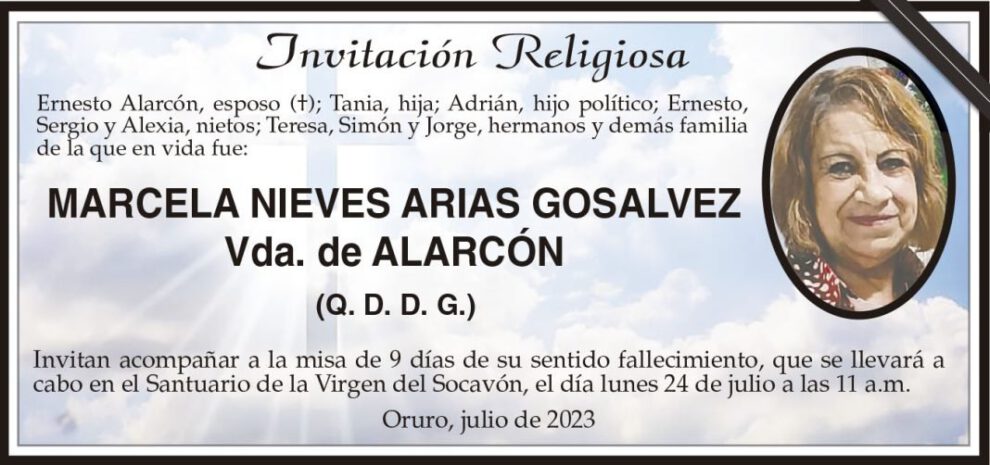 Invitación Religiosa para Marcela Nieves Arias Gosalvez