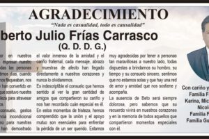 Agradecimiento a Roberto Julio Frías Carrasco