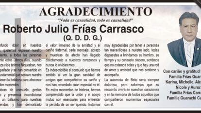 Agradecimiento a Roberto Julio Frías Carrasco