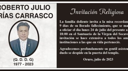 Invitación Religiosa para Roberto Julio Frías Carrasco