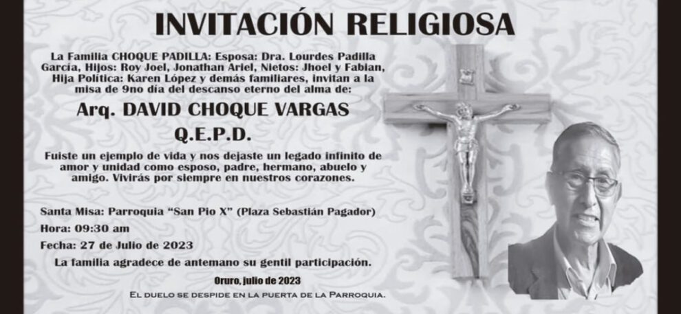 Invitación Religiosa: David Choque Vargas Q.E.P.D.