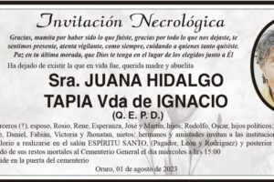 Invitación Necrológica: Juana Hidalgo Tapia