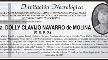 Dña. Dolly Clavijo Navarro de Molina, invitación necrológica