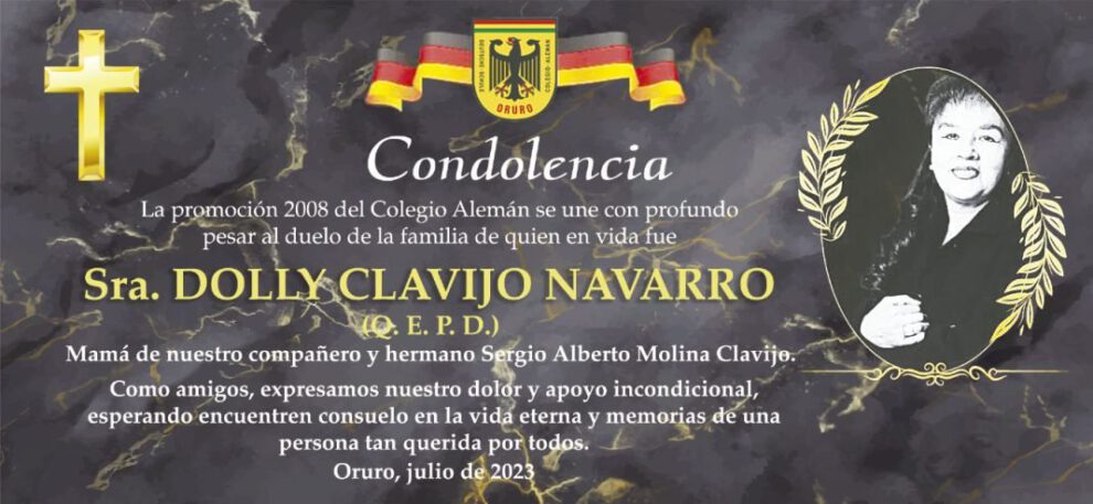 Condolencia por Dolly Clavijo Navarro