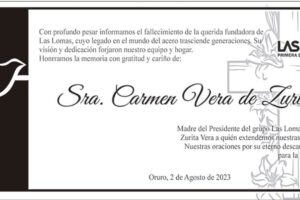 Necrológico de Carmen Vera de Zurita