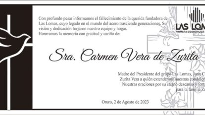 Necrológico de Carmen Vera de Zurita