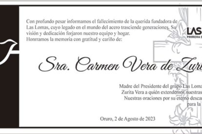 Necrológico de Carmen Vera de Zurita