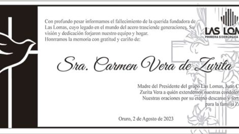 Necrológico de Carmen Vera de Zurita
