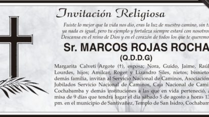 Invitación Religiosa para Marcos Rojas Rocha