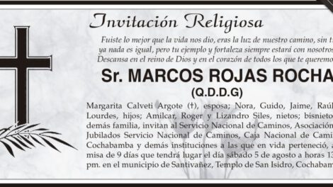 Invitación Religiosa para Marcos Rojas Rocha